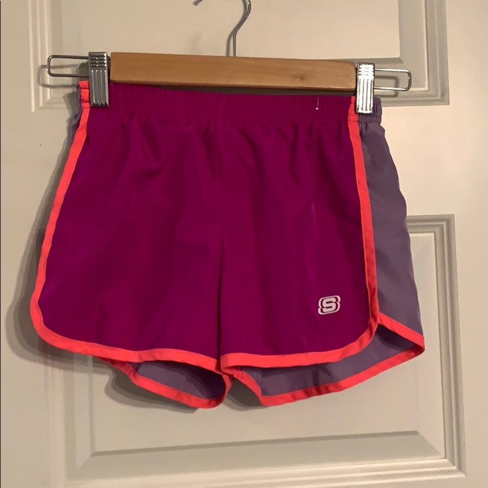 Neon pink magenta and light purple sketchers short